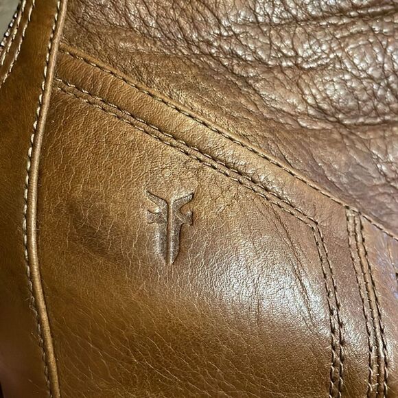 Frye Carson Cognac Brown Leather Hidden Wedge Ankle Boots Womens Size 10 - Picture 11 of 14